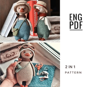 2 crochet patterns in 1: Goose crochet pattern. Duck crochet pattern. PDF. English. Digital product