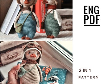 2 crochet patterns in 1: Goose crochet pattern. Duck crochet pattern. PDF. English. Digital product