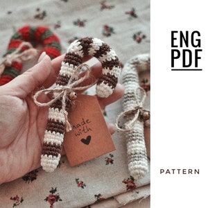 Candy cane crochet pattern. Amigurumi candy cane pattern. Christmas candy cane. PDF. English. Digital product