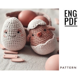 Chick crochet pattern. Easter egg crochet pattern. Amigurumi chick pattern. Amigurumi egg crochet pattern. PDF. English. Digital product