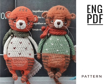 Tiger crochet pattern. Amigurumi tiger pattern. PDF. English. Digital product