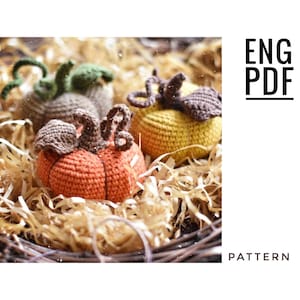 Schema di zucca all'uncinetto. Modello zucca amigurumi. PDF. Inglese. Prodotto digitale