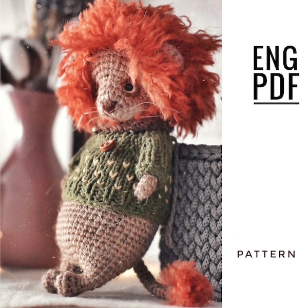 Lion crochet pattern. Amigurumi lion pattern. PDF. English. Digital product