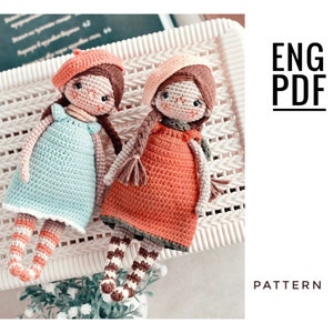 Doll in dress crochet pattern. PDF. English. Digital product