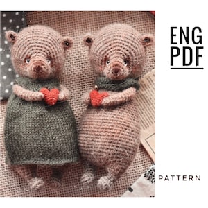 Schema orsetto e coniglietto all'uncinetto. Modello amigurumi con orsetto e coniglietto. PDF. Inglese. Prodotto digitale