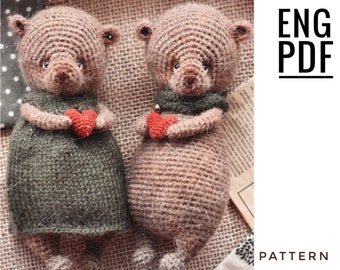 Bear and bunny crochet pattern. Amigurumi bear and bunny pattern. PDF. English. Digital product