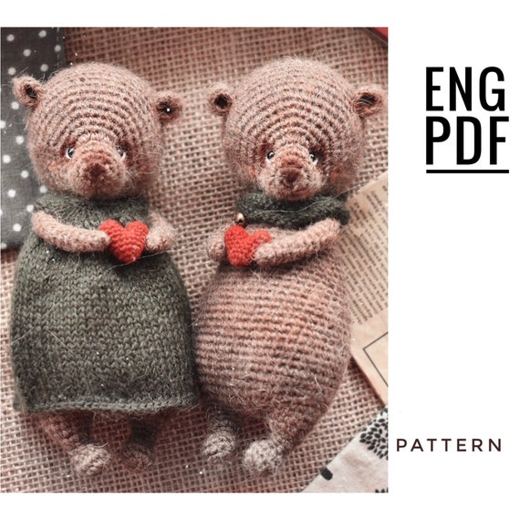 Bear and bunny crochet pattern. Amigurumi bear and bunny pattern. PDF. English. Digital product