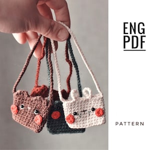Mini Taschen Häkelanleitung. Amigurumi Taschen Muster. PDF-Datei. Englisch. Digitales Produkt