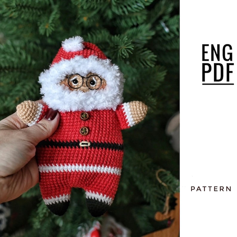Santa Claus crochet pattern. Amigurumi Santa Claus pattern. PDF. English. Digital product image 1