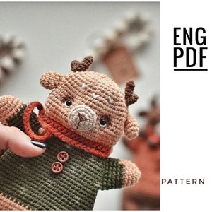 Schema di cervo all'uncinetto. Modello cervo amigurumi. PDF. Inglese. Prodotto digitale