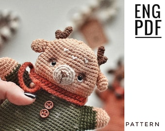 Deer crochet pattern. Amigurumi deer pattern. PDF. English. Digital product
