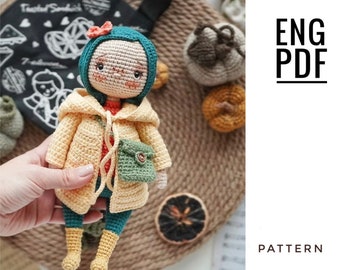 Patron au crochet de poupée Coraline. Modèle Amigurumi Coraline. PDF. Anglais. Produit numérique