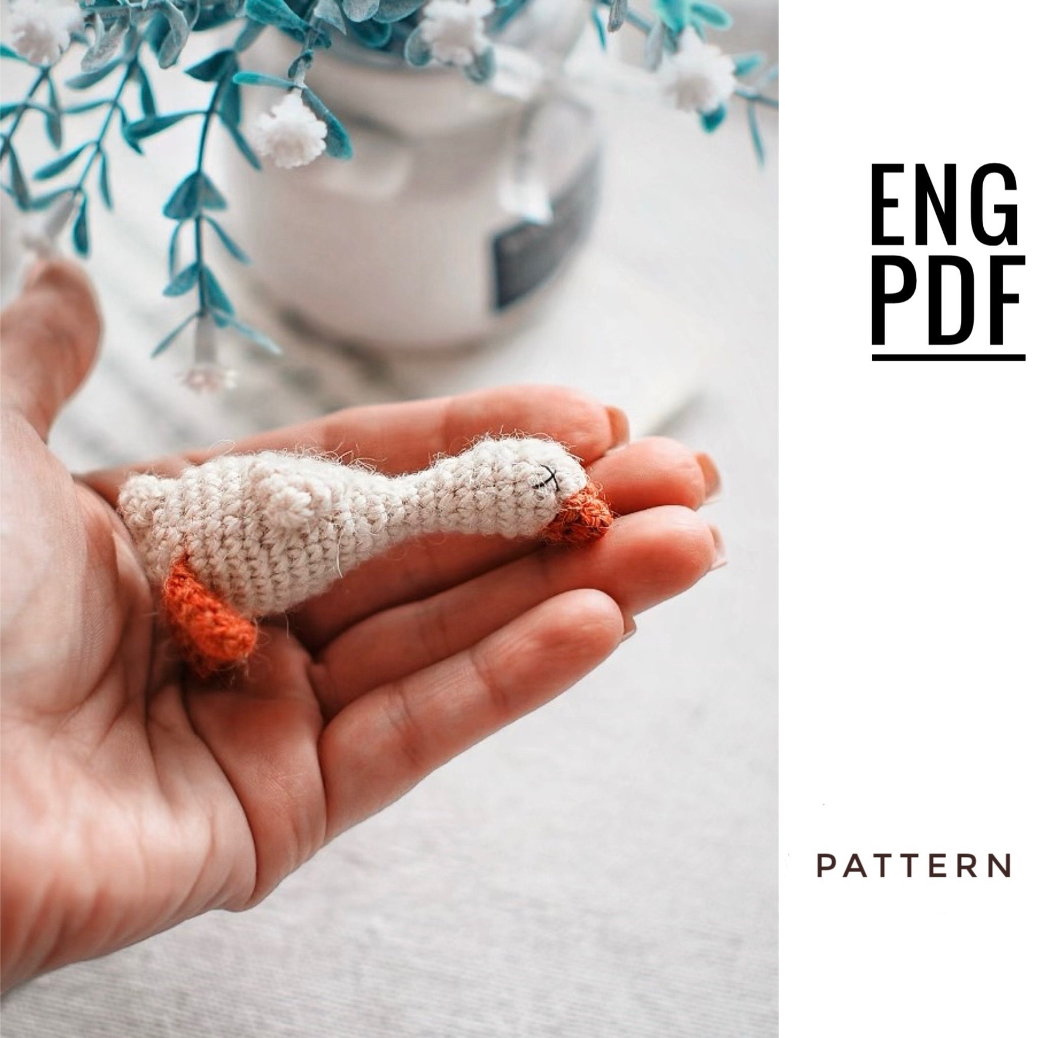 Little goose crochet pattern. Amigurumi goose pattern. .