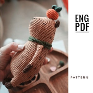 Modello capibara all'uncinetto. Modello capibara amigurumi. PDF. Inglese. Prodotto digitale