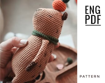 Capybara crochet pattern. Amigurumi capybara pattern. PDF. English. Digital product