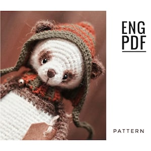 パンダのかぎ針編みパターン。あみぐるみパンダパターン。PDF。英語。デジタル製品