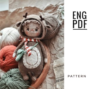 Deer crochet pattern. Amigurumi doll pattern. PDF. English. Digital product