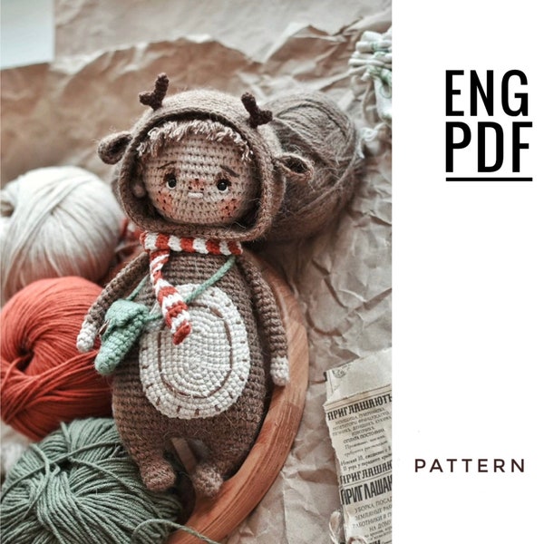 Deer crochet pattern. Amigurumi doll pattern. PDF. English. Digital product