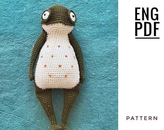 Patron grenouille au crochet (sans vêtements). Motif grenouille amigurumi. PDF. Anglais. Produit numérique