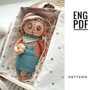 Scarecrow crochet pattern. Amigurumi scarecrow pattern. PDF. English. Digital product