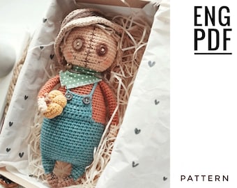 Scarecrow crochet pattern. Amigurumi scarecrow pattern. PDF. English. Digital product