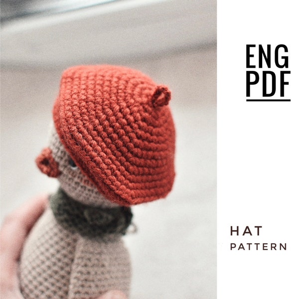 Hat for toys crochet pattern. Amigurumi beret pattern. Crochet beret pattern. PDF. English. Digital product