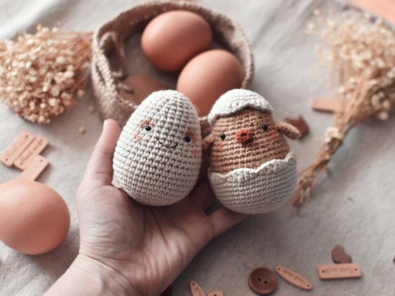 Chick crochet pattern. Easter egg crochet pattern. Amigurumi chick pattern. Amigurumi egg crochet pattern. PDF. English. Digital product image 2