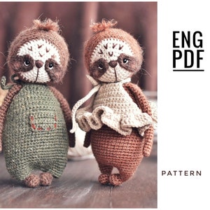 Sloth crochet pattern. Amigurumi sloth pattern. PDF. English. Digital product