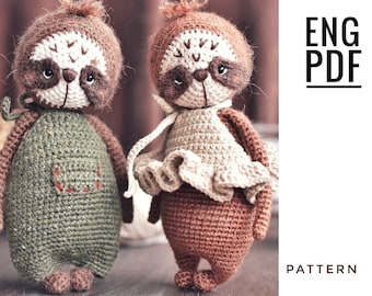 Sloth crochet pattern. Amigurumi sloth pattern. PDF. English. Digital product