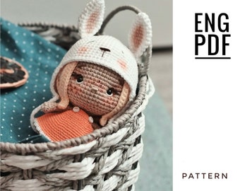 Easter doll crochet pattern. Amigurumi doll pattern. PDF. English. Digital product