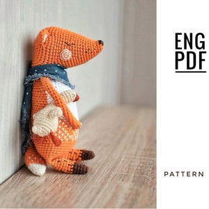 Schema volpe all'uncinetto. Modello volpe Amigurumi. PDF. Inglese. Prodotto digitale