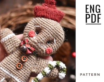 Gingerbread Man crochet pattern. Amigurumi gingerbread Man pattern. PDF. English. Digital product
