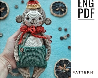 Monkey crochet pattern. Amigurumi monkey pattern. PDF. English. Digital product