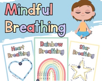 Mindful Breathing Cards and Posters | Calming Strategies for Kids | Calming Breathing Exercises for Toddlers *DIGITAL DOWNLOAD*