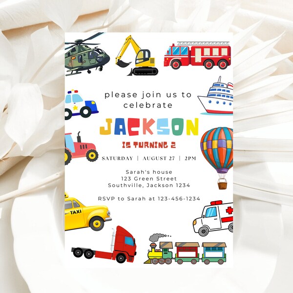 Transportation Birthday Party - Etsy