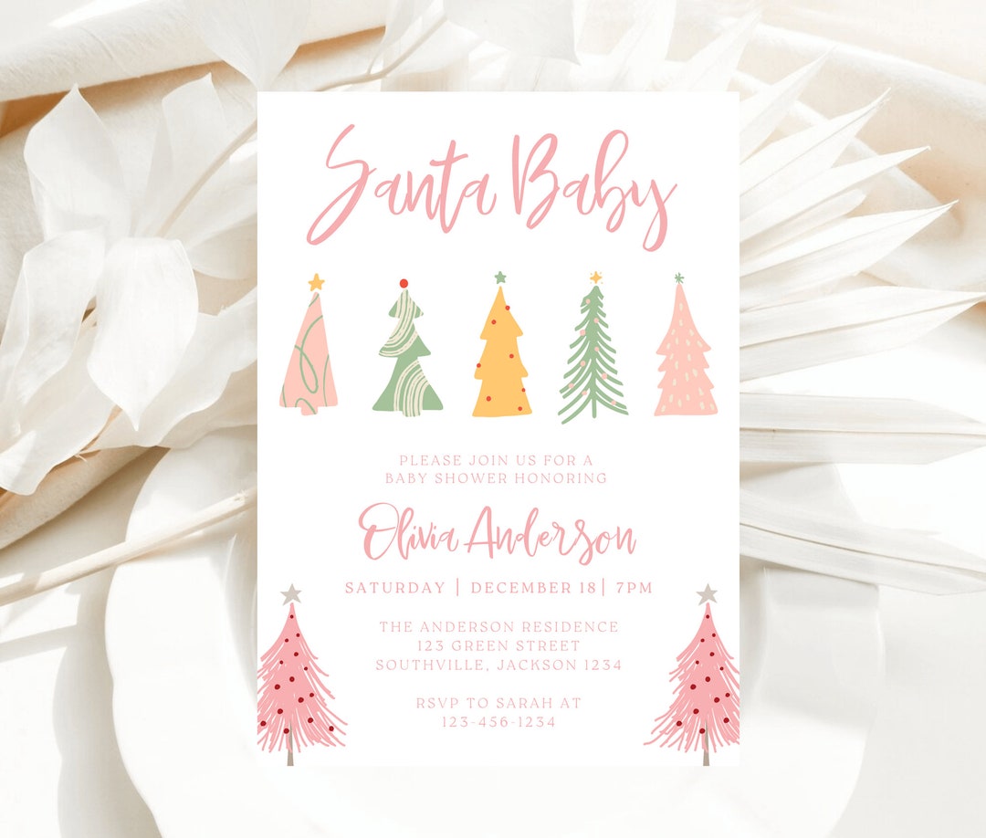 Editable Baby Shower Invite Christmas Tree Baby Shower Etsy