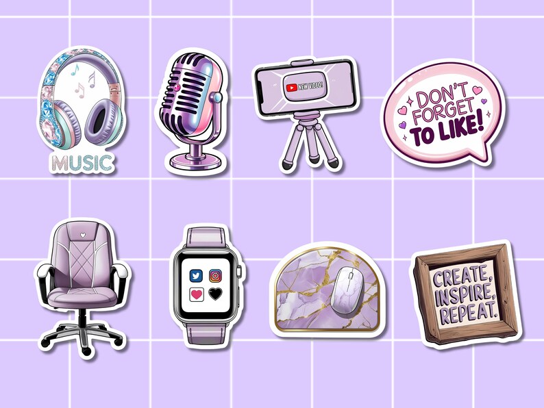 Content Creatore Sticker Content Creator Sticker Bundle: 60 PNG Planner Stickers (commercial Use ...