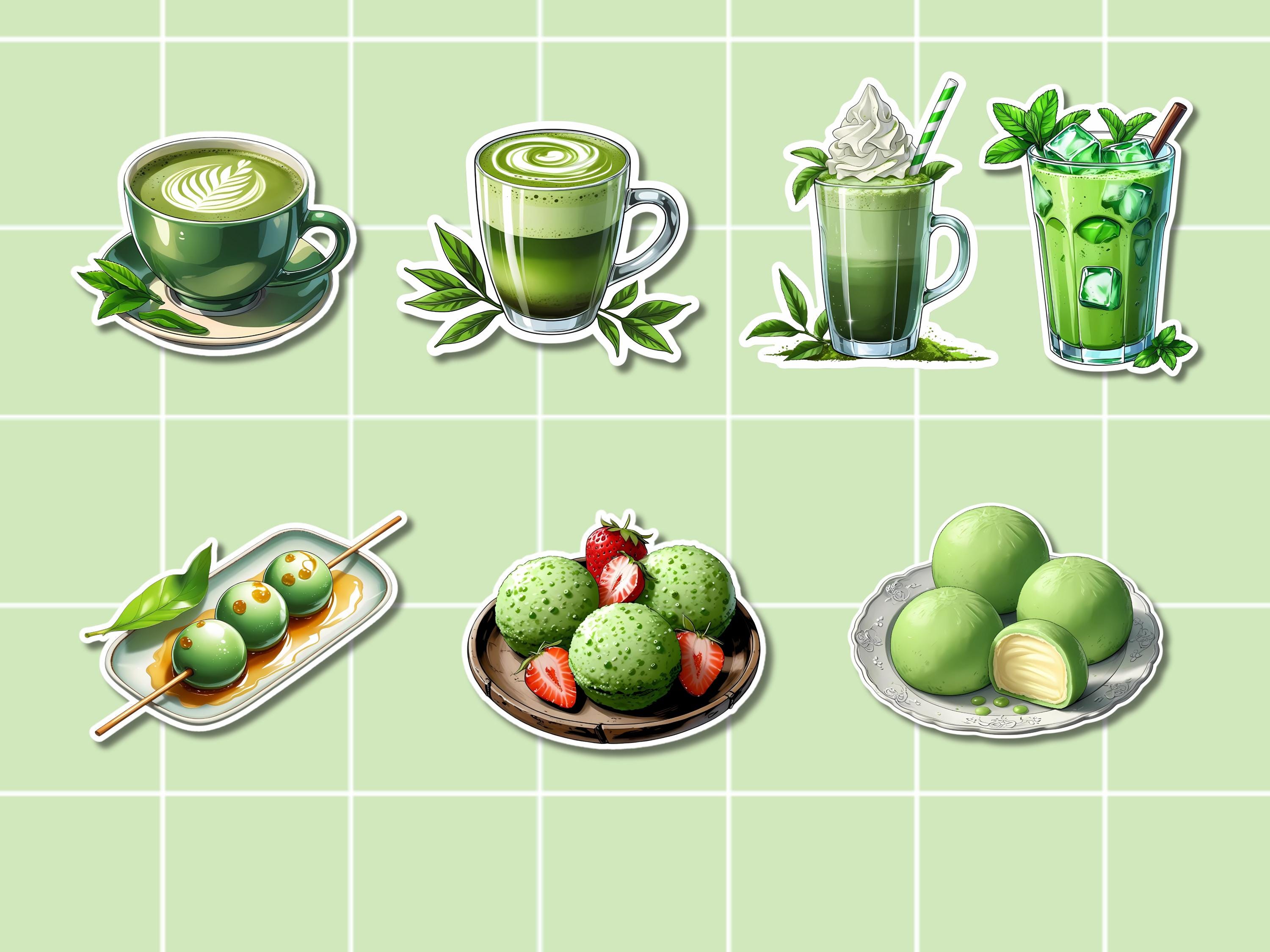 Matcha Stickers: Kawaii Drink & Dessert Planner Stickers (commercial ...
