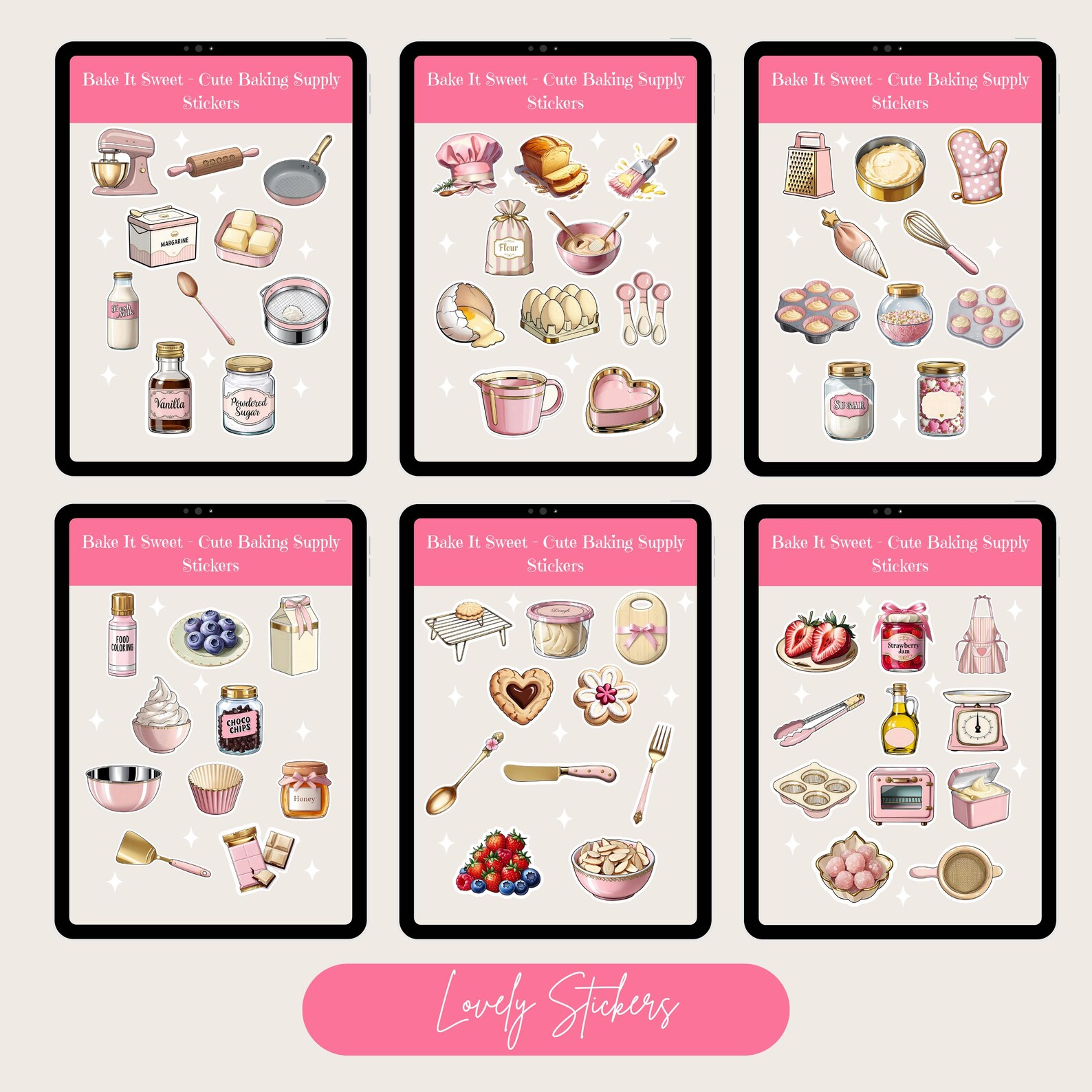 Baking Stickers: 61 Sweet Treats & Kitchen Tools (PNG Download ...