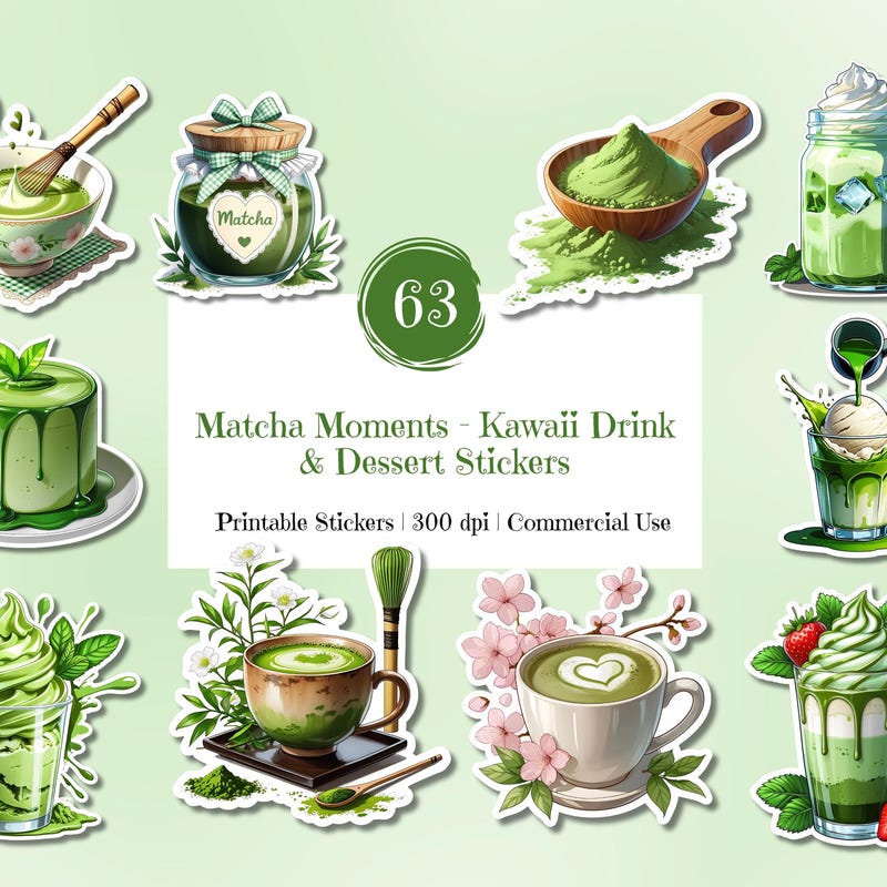 Matcha Stickers - Etsy
