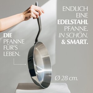 NAKOA Edelstahlpfanne Unbeschichtet 28 cm I Edelstahl Bratpfanne mit Kaltgriff ohne Nieten I für alle Herdarten inkl. Induktion & Backofen Bild 2