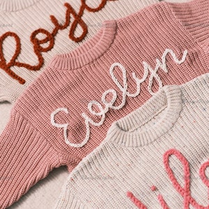 Personalized Baby Sweater with Hand-Embroidered Name & Monogram A Precious Gift from Aunt for a Baby Girl-Christmas gift image 4