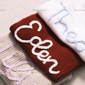 Personalized Baby Sweater with Hand-Embroidered Name & Monogram - A Precious Gift from Aunt for a Baby Girl-Christmas gift