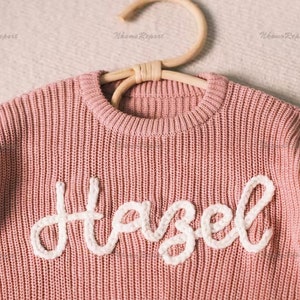 Personalized Baby Sweater with Hand-Embroidered Name & Monogram A Precious Gift from Aunt for a Baby Girl-Toddler gift zdjęcie 5