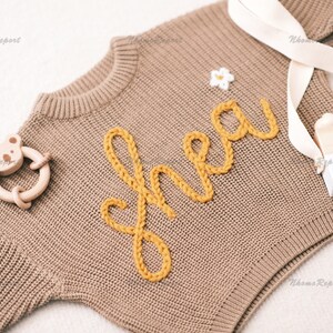 Personalized Baby Sweater with Hand-Embroidered Name & Monogram A Precious Gift from Aunt for a Baby Girl-Christmas gift image 3