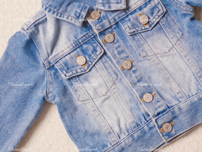 Célébrations du printemps : veste en jean personnalisée pour bébés et tout-petits, parfaite pour les looks de la fête du Travail et de la fête de la tonnelle image 3