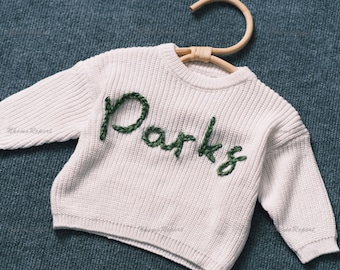 Personalized Baby Sweater with Hand-Embroidered Name & Monogram - A Precious Gift from Aunt for a Baby Girl-Christmas gift