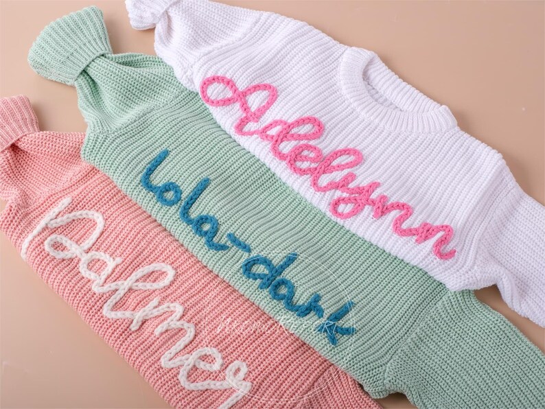 Custom Handembroidered Baby Sweater With Name & Monogram A Precious