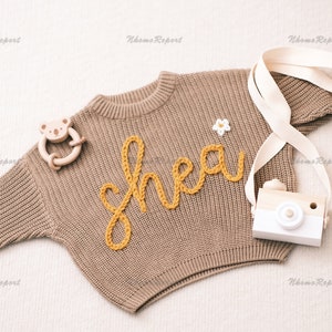 Personalized Baby Sweater with Hand-Embroidered Name & Monogram A Precious Gift from Aunt for a Baby Girl-Christmas gift image 2