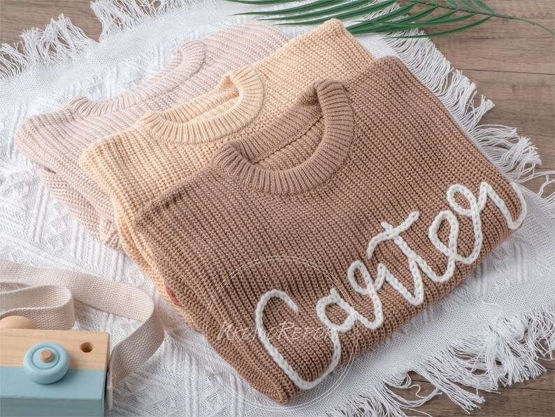 Custom Handembroidered Baby Sweater With Name & Monogram A Precious